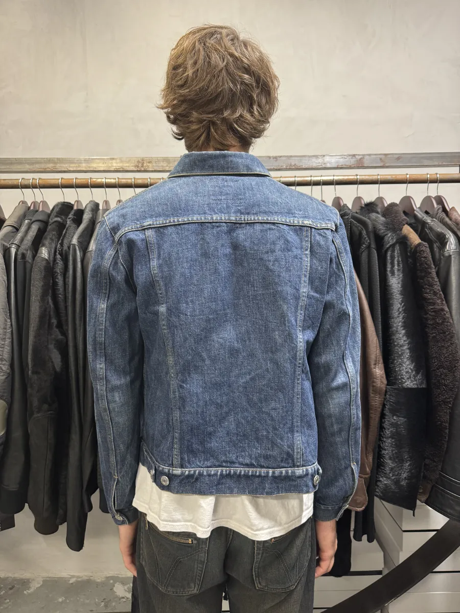 AW1998 Helmut Lang Raw Navy Blue Buttoned Jacket - Image 4