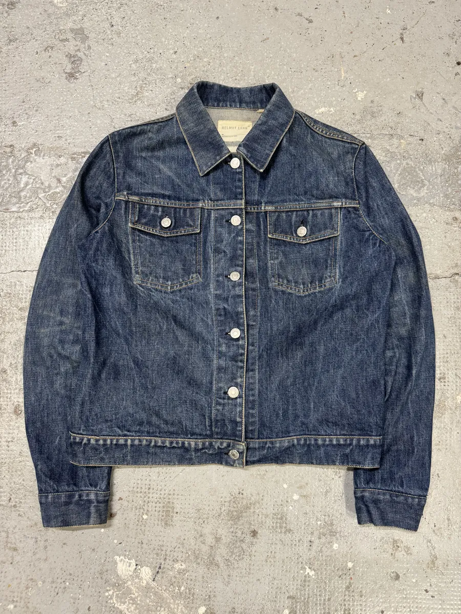 AW1998 Helmut Lang Raw Navy Blue Buttoned Jacket - Image 7