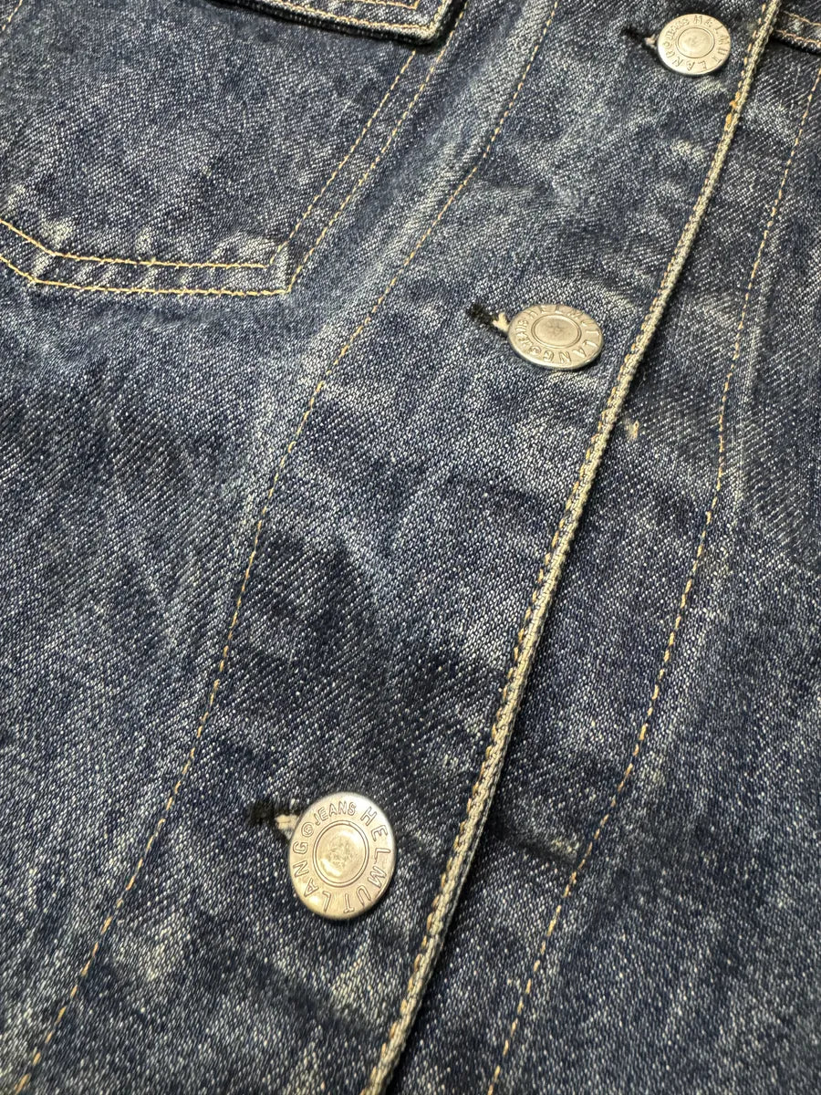 AW1998 Helmut Lang Raw Navy Blue Buttoned Jacket - Image 8