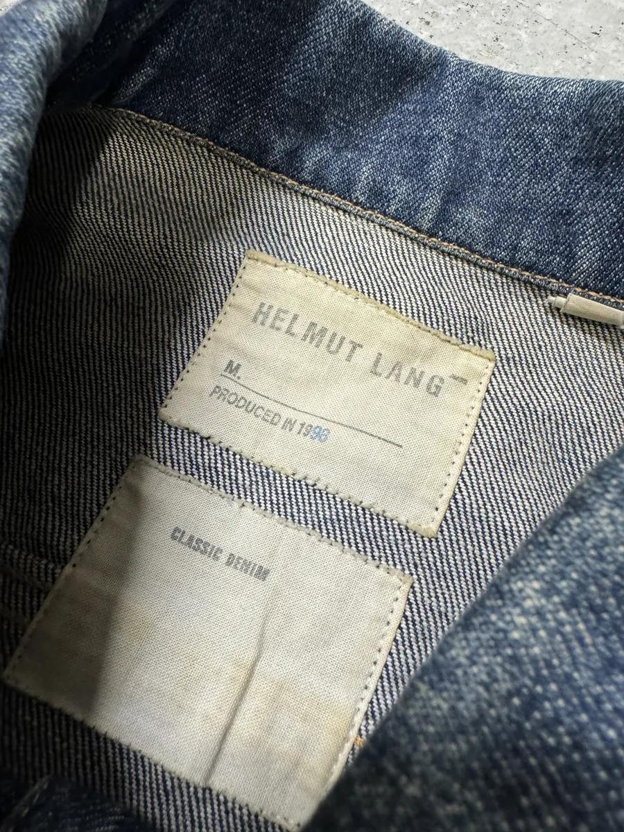 AW1998 Helmut Lang Raw Navy Blue Buttoned Jacket - Image 9