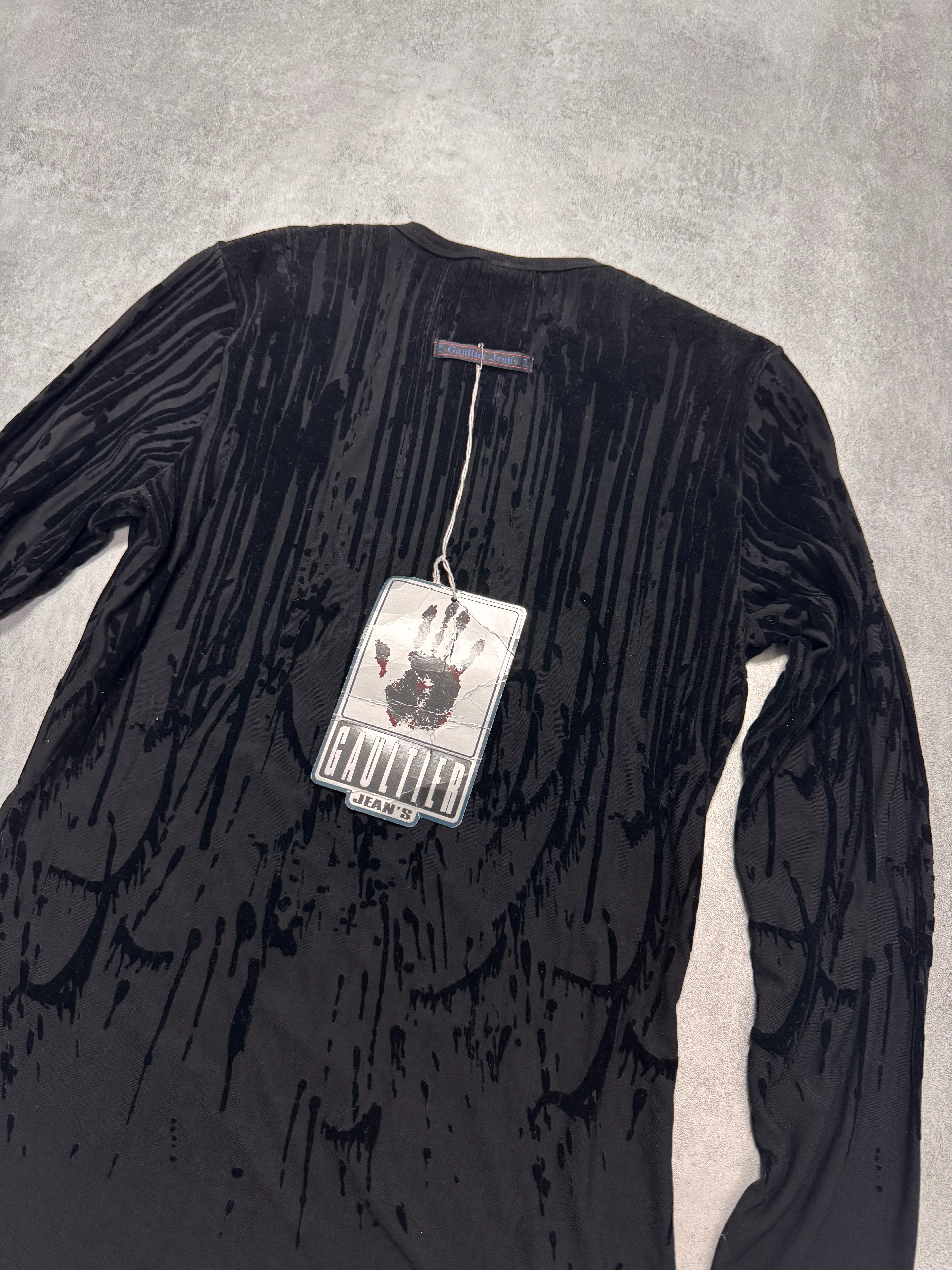 AW1998 Jean Paul Gaultier Blood Drip Black Longsleeves - Image 4