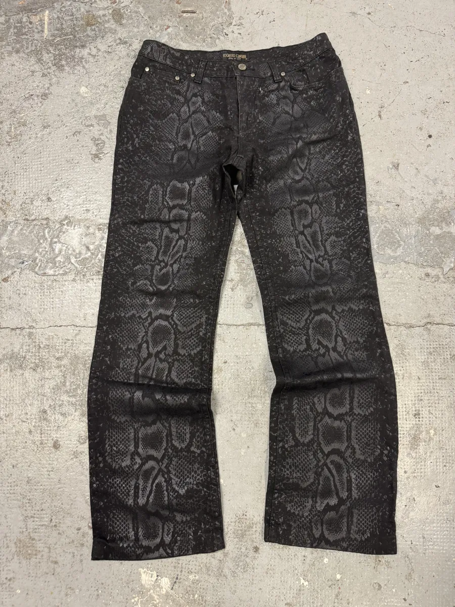 AW1998 Roberto Cavalli Black Snakeskin Python Effect Obscure Pants - Image 10