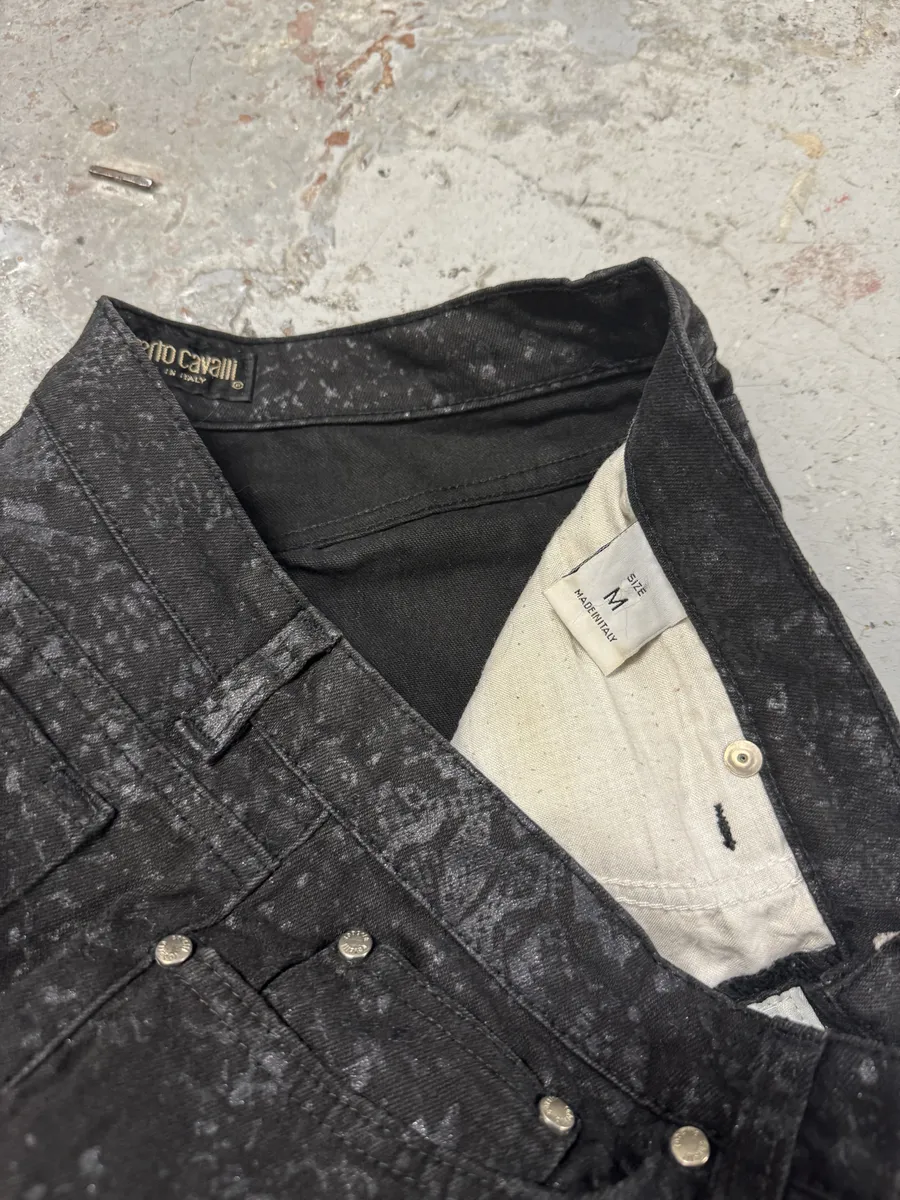 AW1998 Roberto Cavalli Black Snakeskin Python Effect Obscure Pants - Image 11