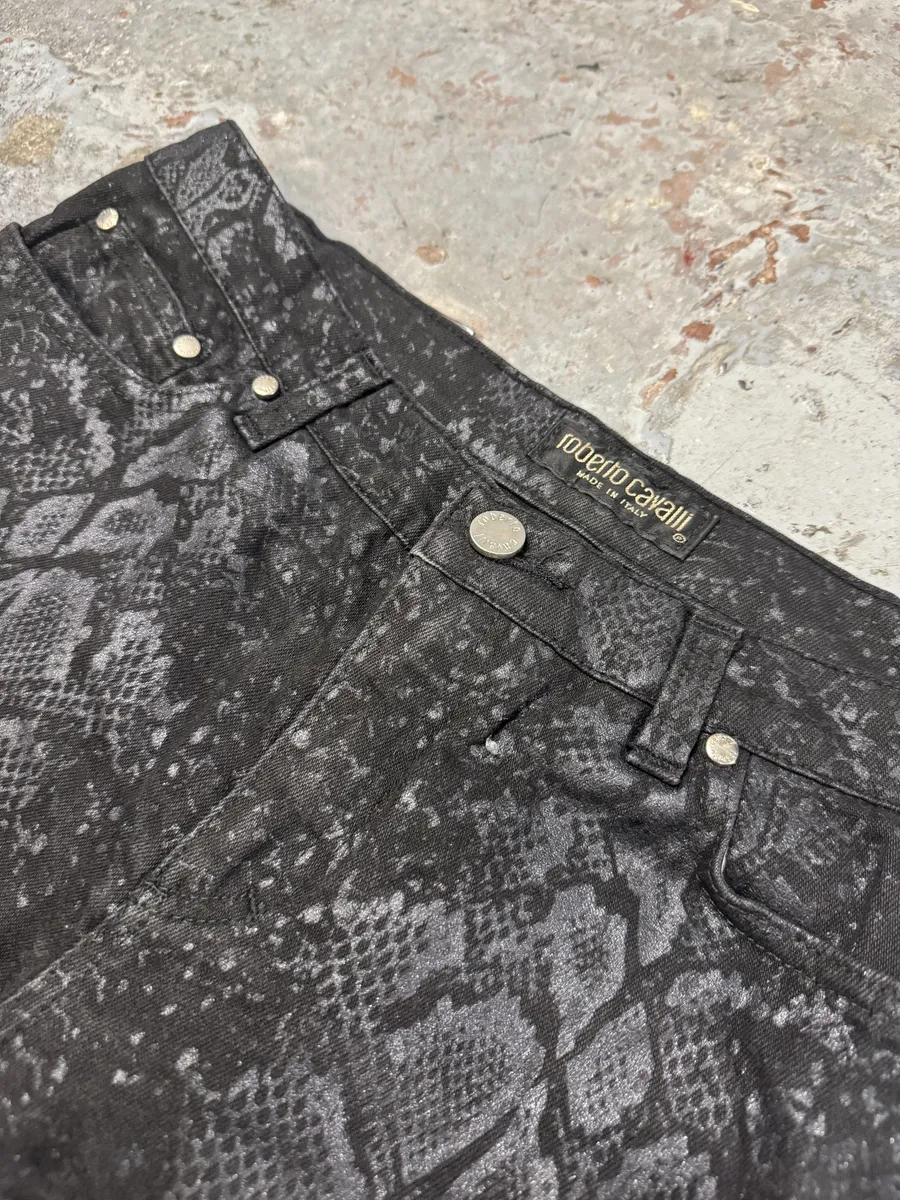 AW1998 Roberto Cavalli Black Snakeskin Python Effect Obscure Pants - Image 12