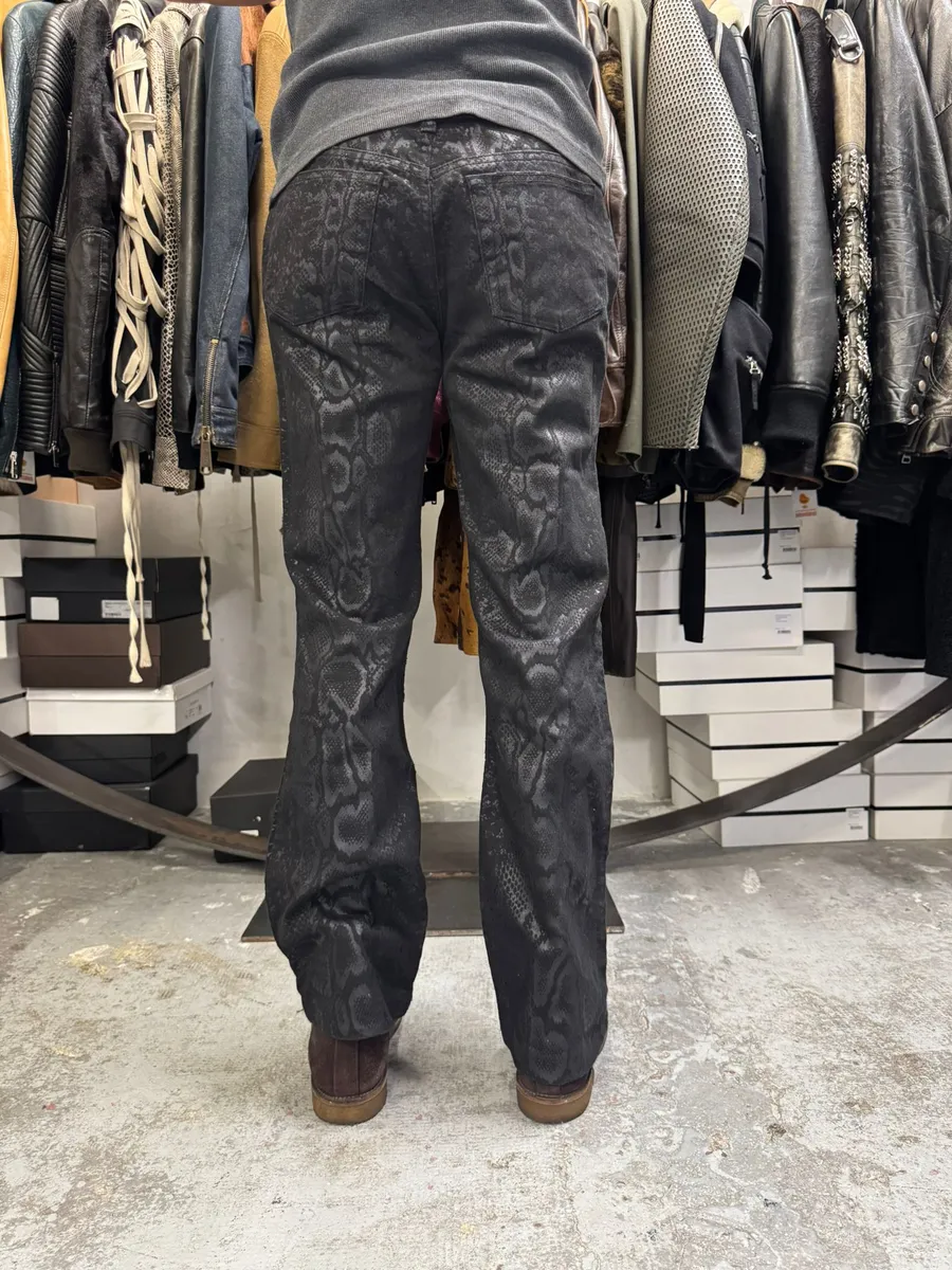AW1998 Roberto Cavalli Black Snakeskin Python Effect Obscure Pants - Image 3