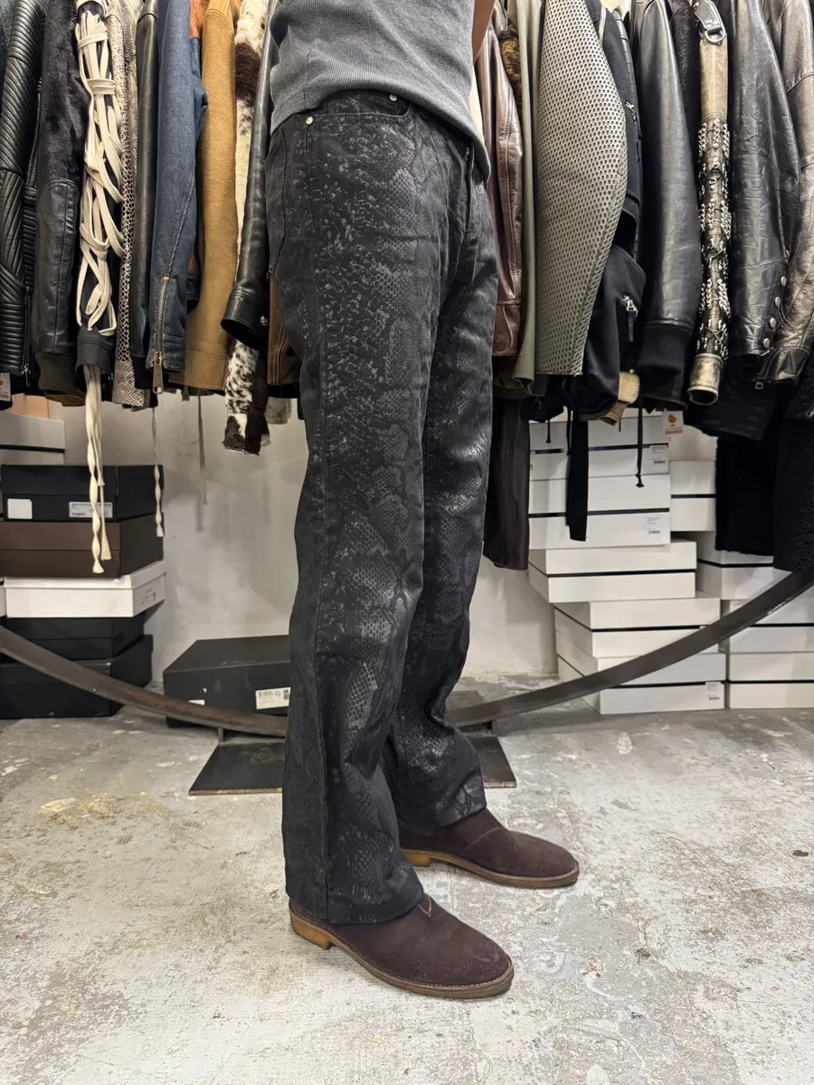 AW1998 Roberto Cavalli Black Snakeskin Python Effect Obscure Pants - Image 4