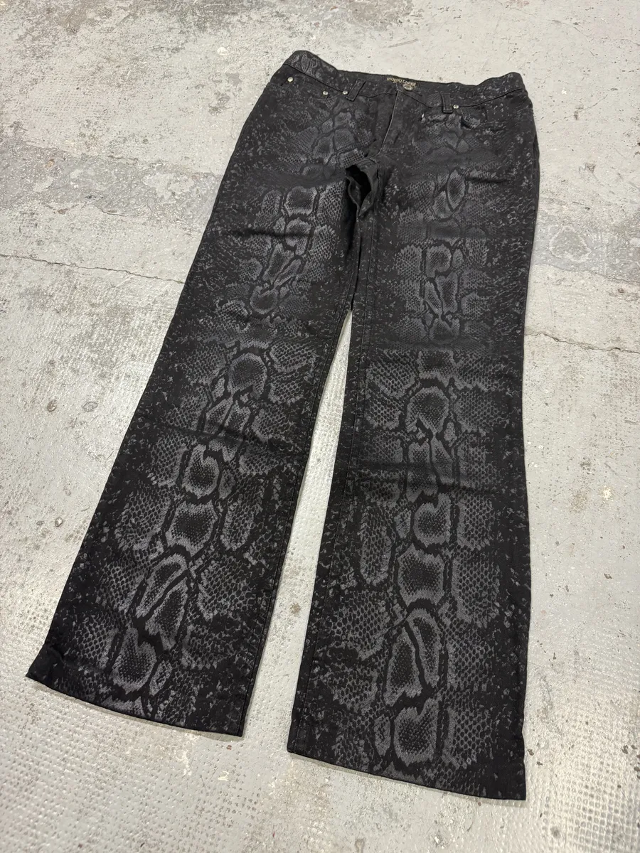 AW1998 Roberto Cavalli Black Snakeskin Python Effect Obscure Pants - Image 6