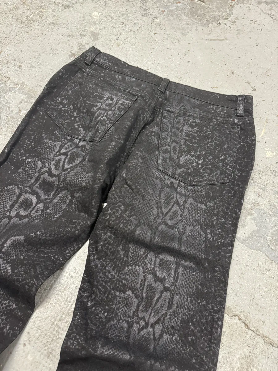 AW1998 Roberto Cavalli Black Snakeskin Python Effect Obscure Pants - Image 7