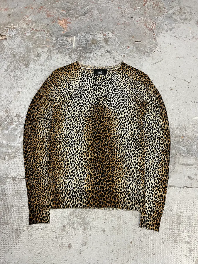 AW1999 Dolce & Gabbana Leopard Print Wool Sweater