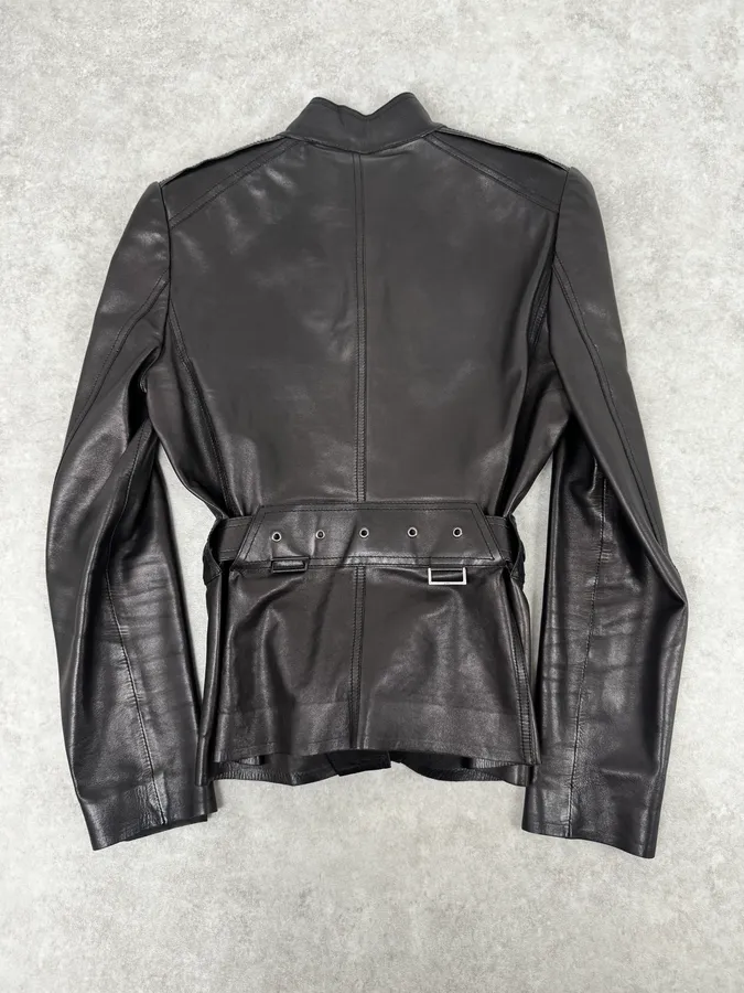 AW1999 Gucci Black Silver Belted Premium Leather Jacket by Tom Ford - Image 4
