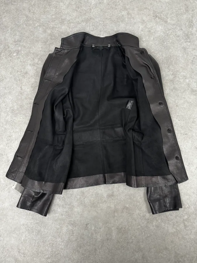 AW1999 Gucci Black Silver Belted Premium Leather Jacket by Tom Ford - Image 7