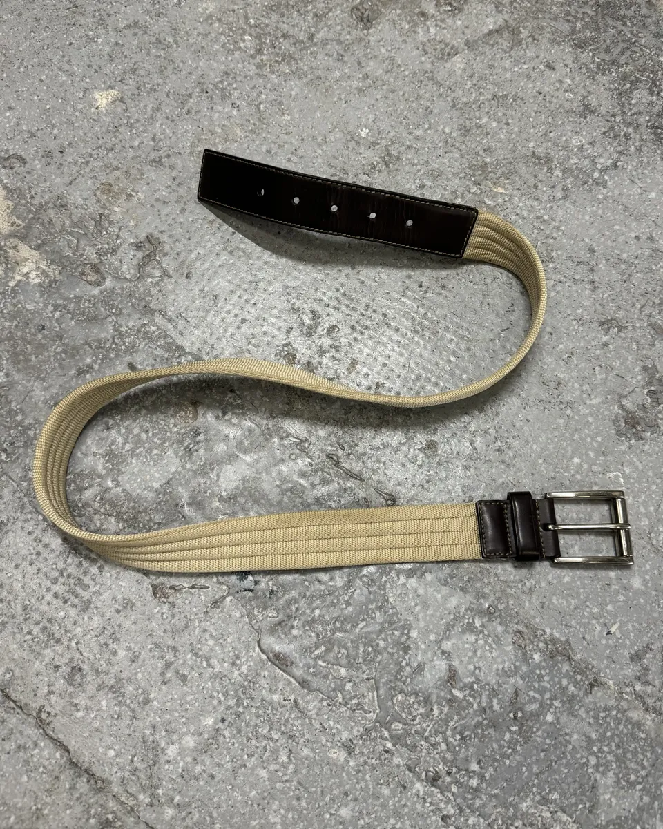 AW1999 Prada Beige Minimalist Leather Belt - Image 2