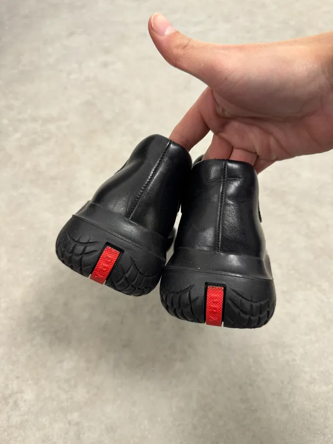 AW1999 Prada Black Leather Lace-Up Vibram Sole Low Boots - Image 3