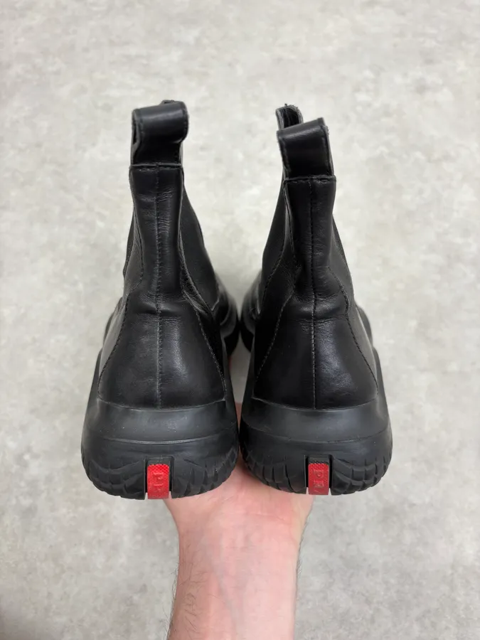 AW1999 Prada Black Leather Vibram Ankle Boots - Image 7
