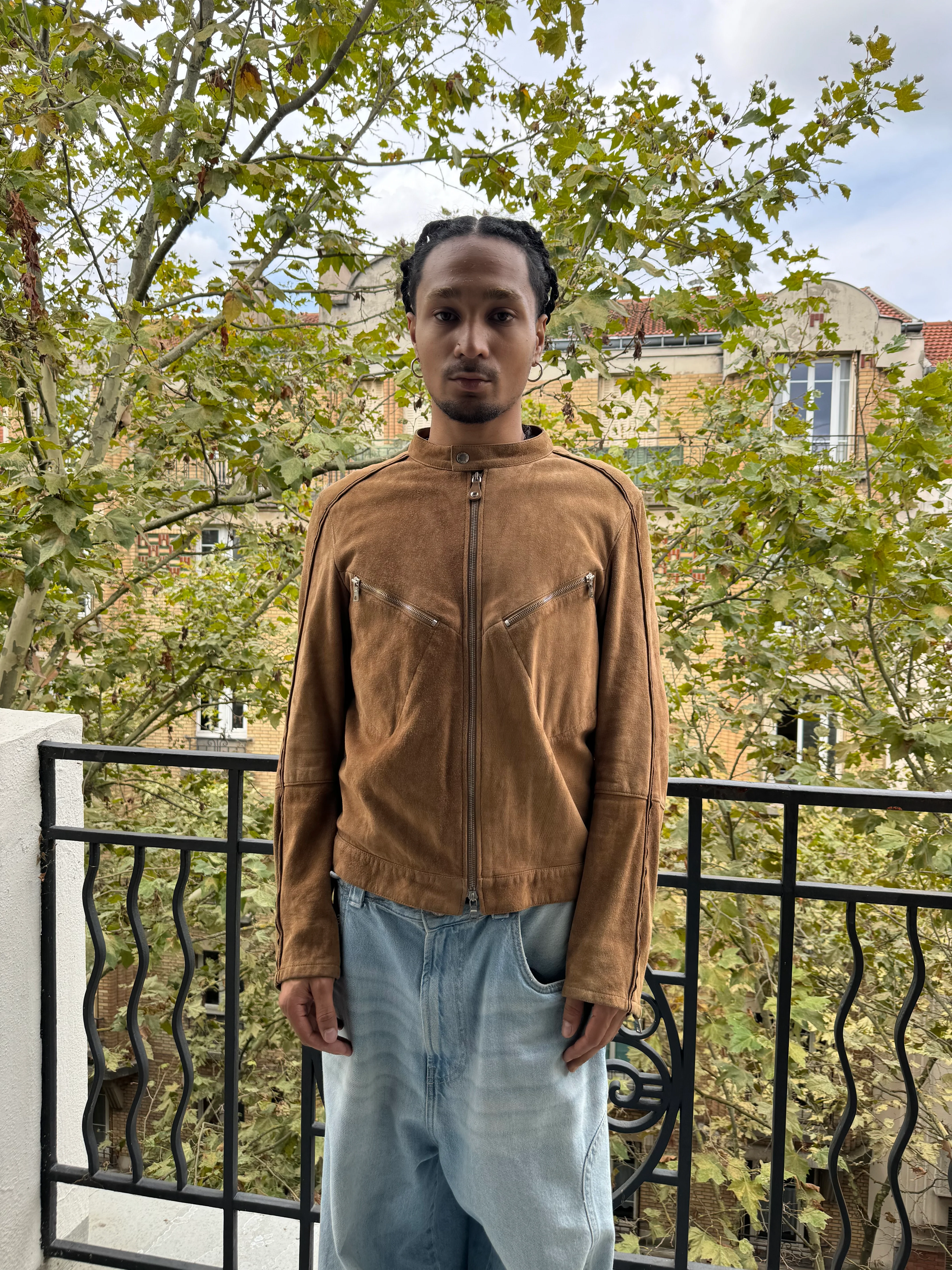 AW1999 Prada Cafe Brown Leather Biker Jacket (M) - Image 2