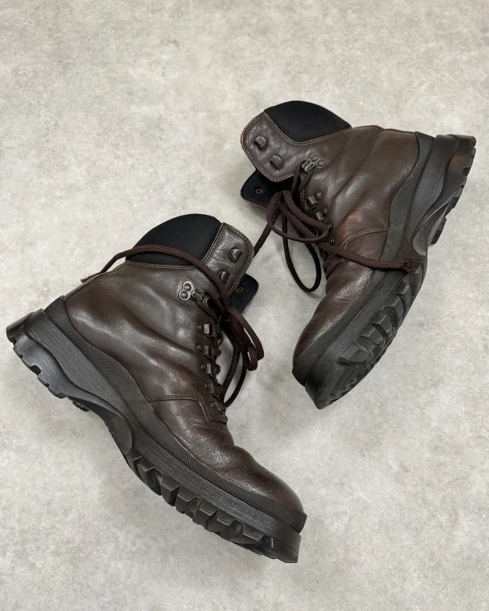 AW1999 Prada Brown Leather Lace-Up Hiking Boots - Image 3