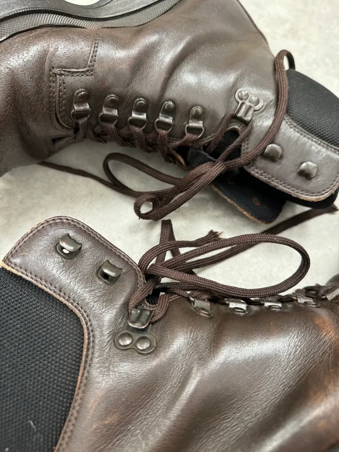 AW1999 Prada Brown Leather Lace-Up Hiking Boots - Image 5