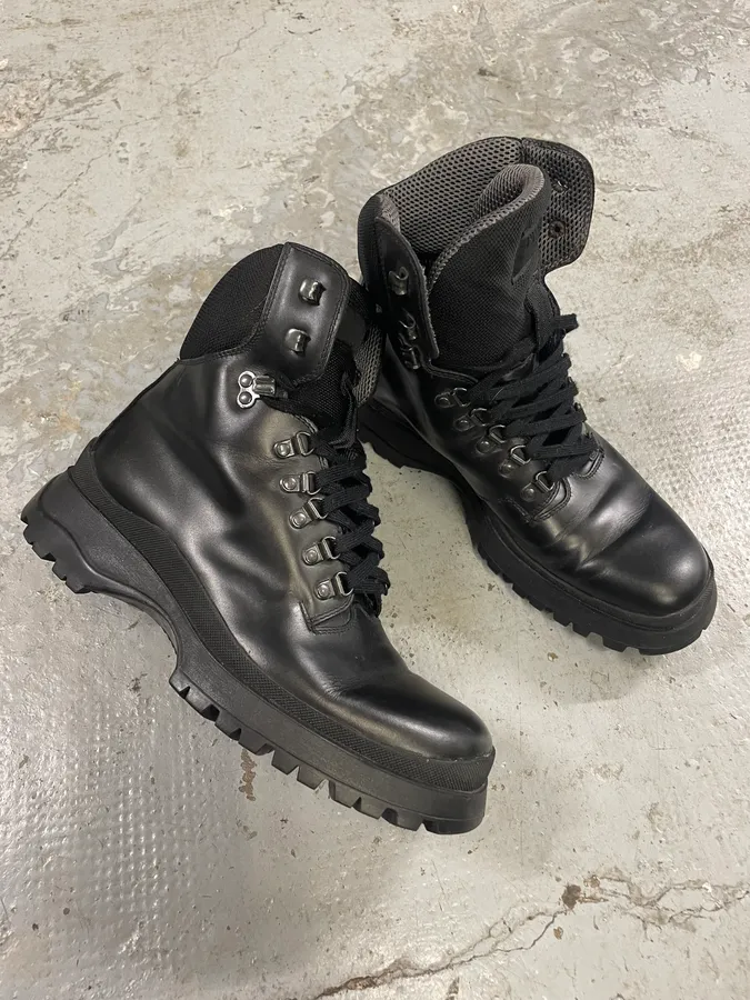 AW1999 Prada High Black Leather Vibram Boots - Image 5