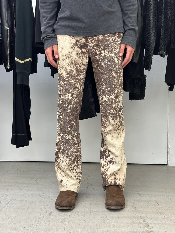 AW1999 Roberto Cavalli Beige & Brown Sequin Animal Fury Pants - Image 2
