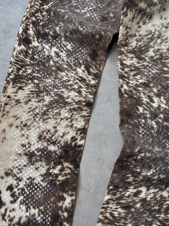AW1999 Roberto Cavalli Beige & Brown Sequin Animal Fury Pants - Image 9