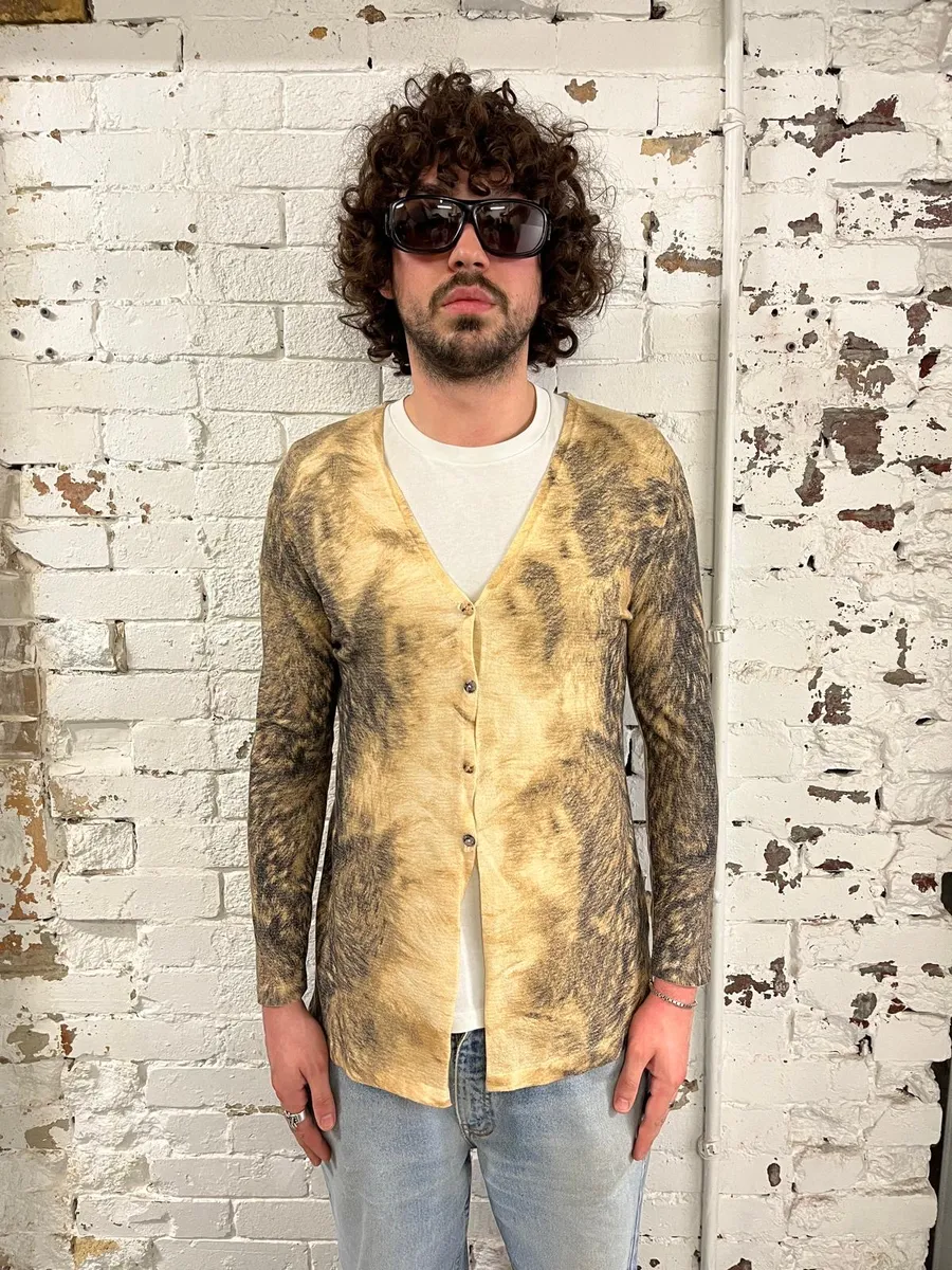 AW1999 Roberto Cavalli Beige Fur Effect Cardigan - Image 2