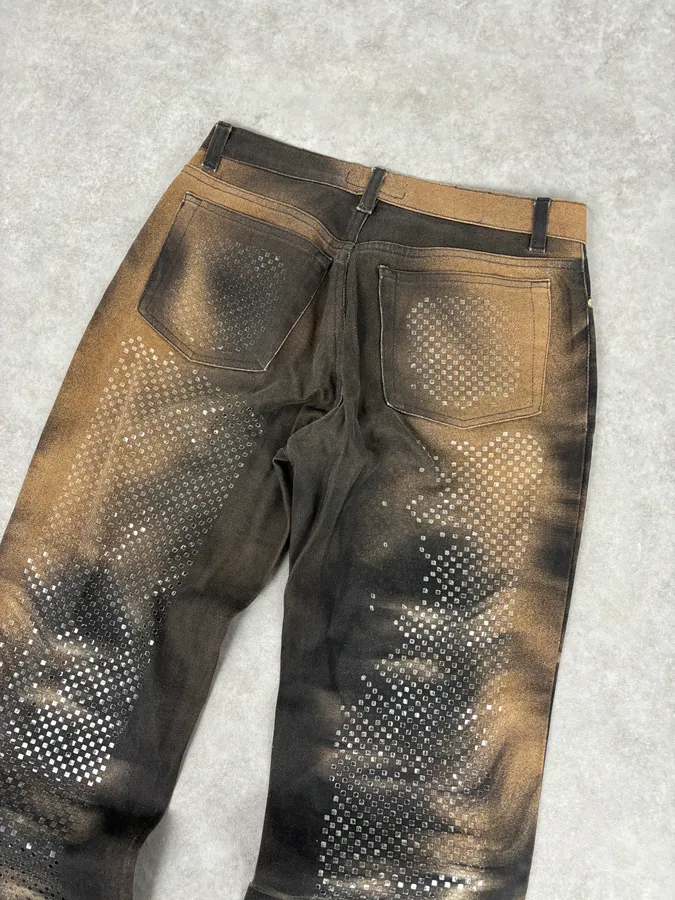 AW1999 Roberto Cavalli Grey & Gold Spectrum Flower Straight Jeans - Image 7