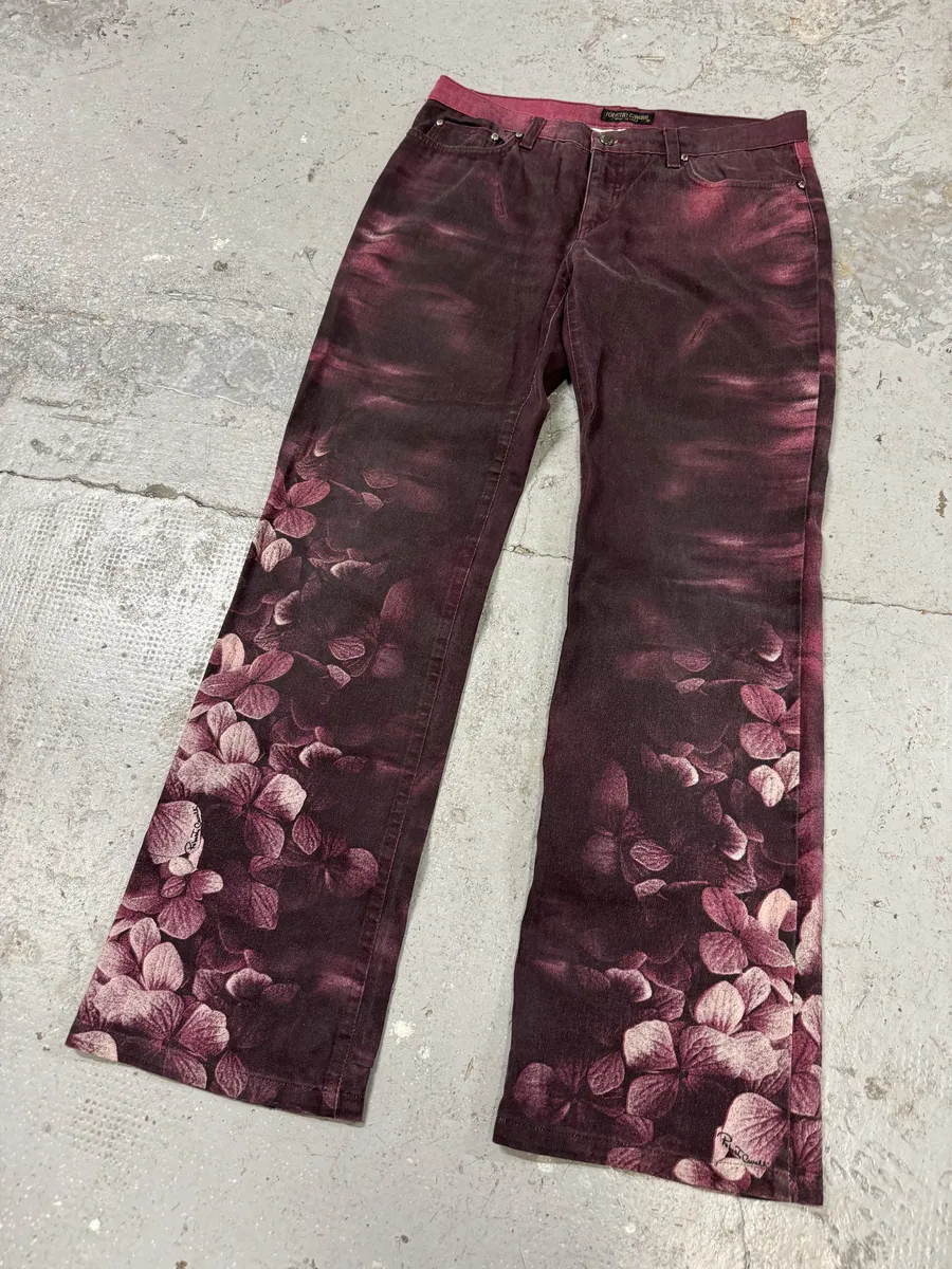 AW1999 Roberto Cavalli Purple Floral Spectrum Obscure Pants - Image 10