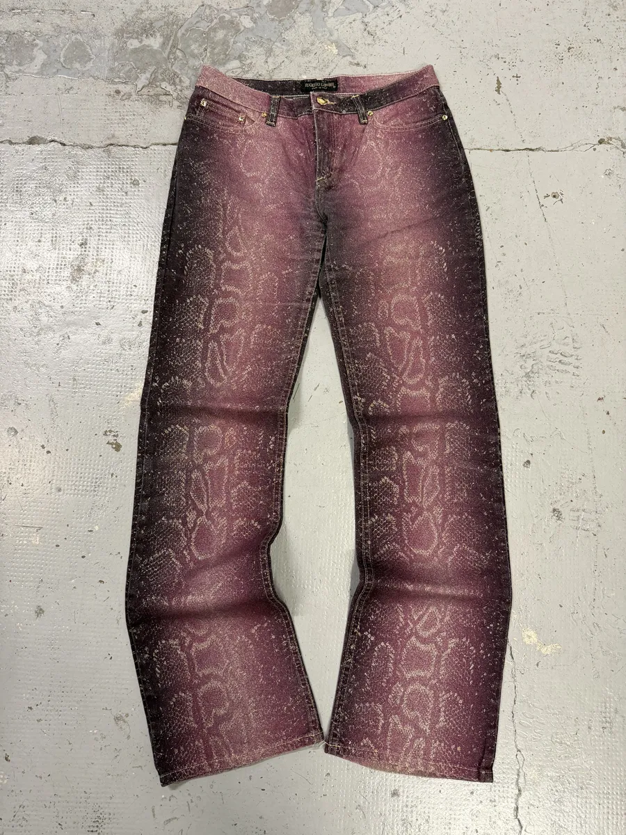 AW1999 Roberto Cavalli Python Purple Straight Denim Jeans