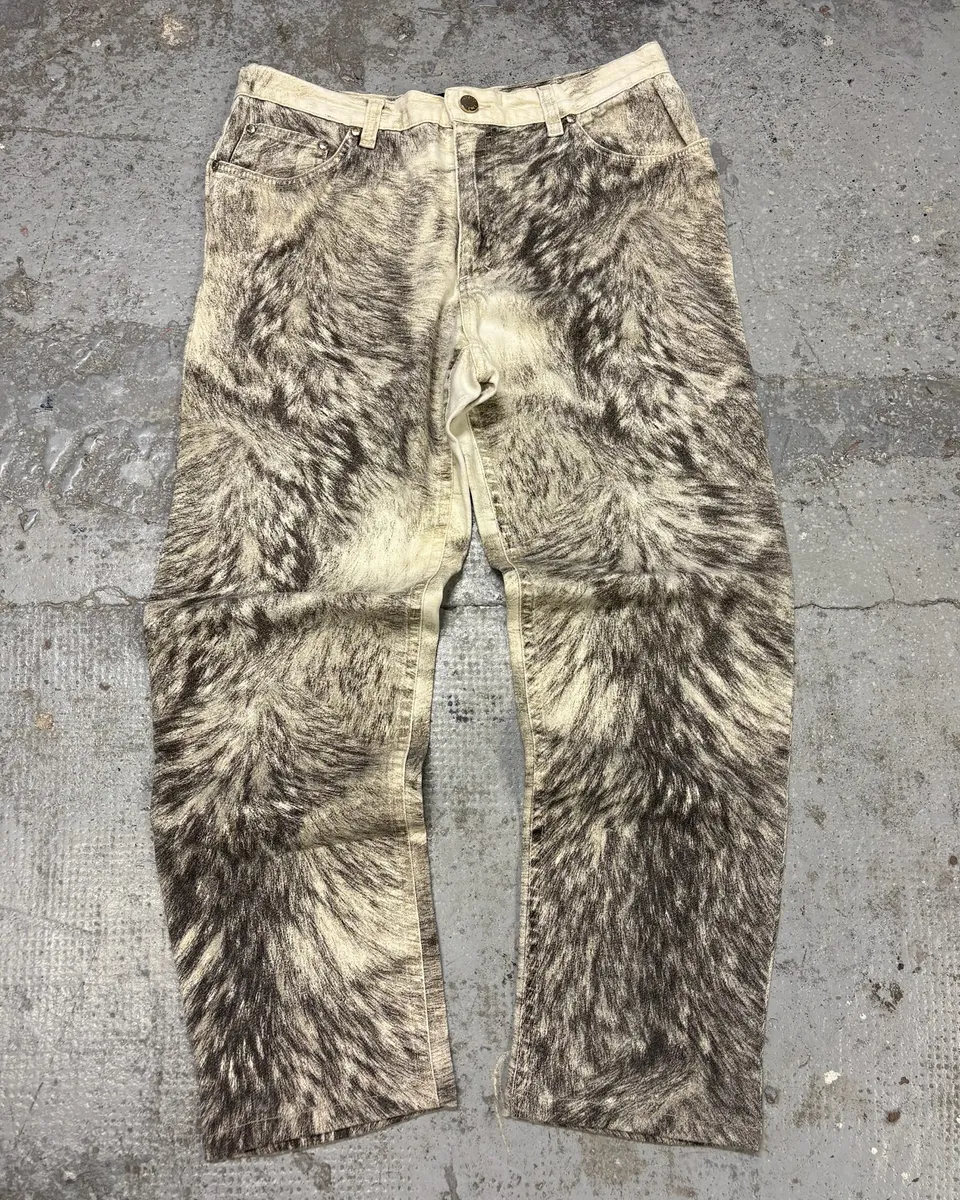 AW1999 Roberto Cavalli Wolf Fur Effect Pants