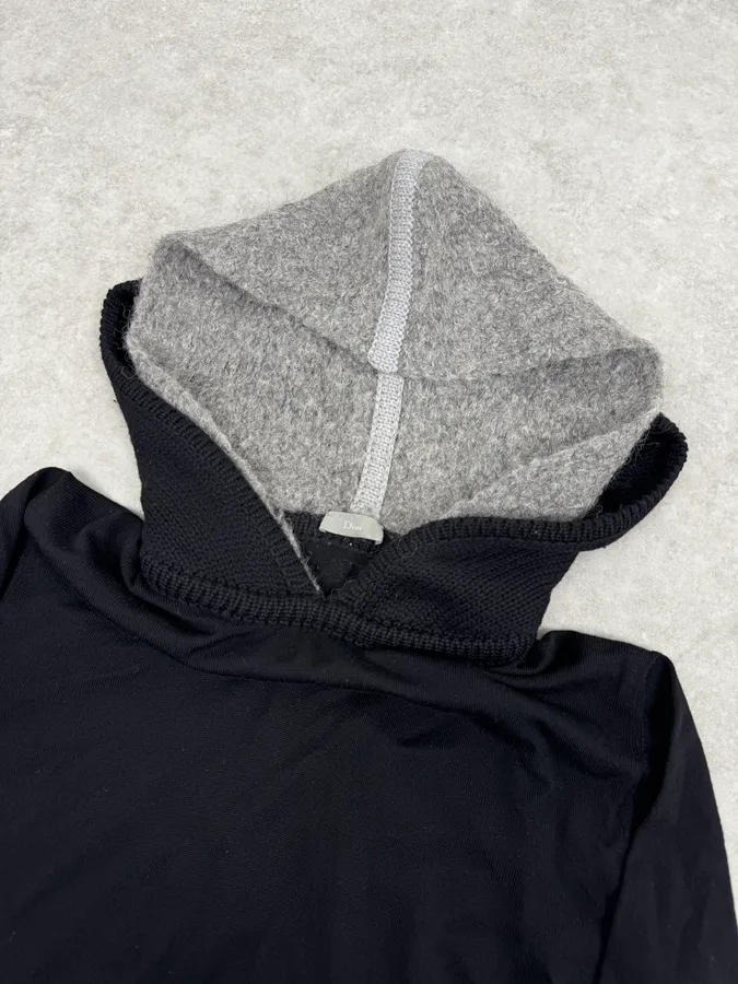 AW2000 Dior Black Wool Double Hood Sweater - Image 6