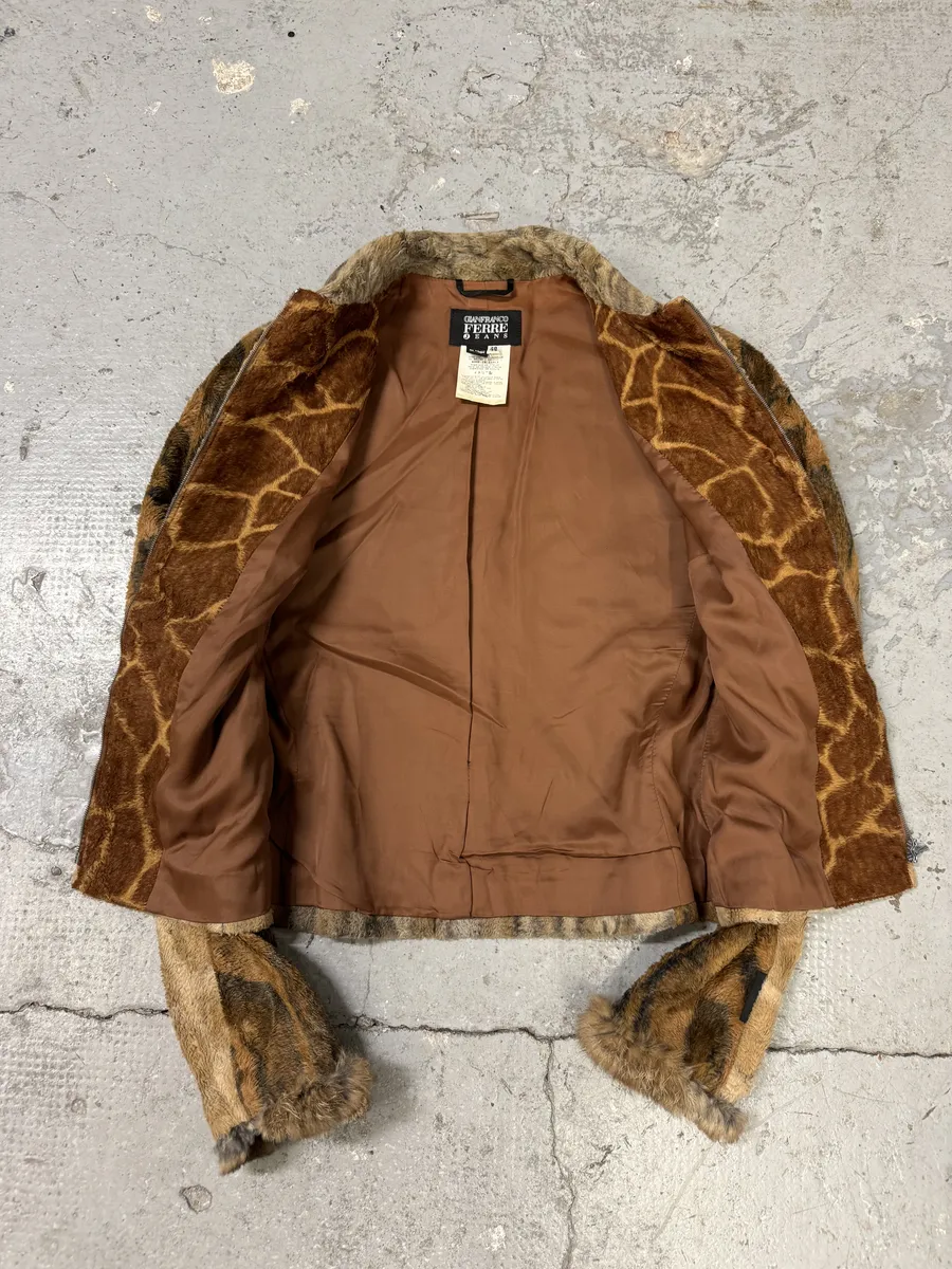 AW2000 Gianfranco Ferre Leopard Rabbit Fur Effect Jacket - Image 7