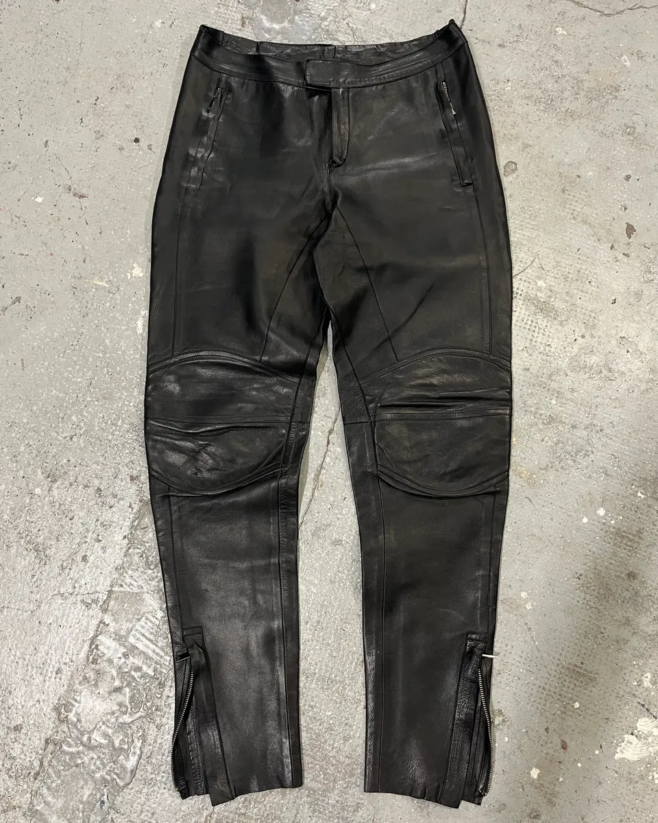 AW2000 Gucci Black Leather Biker Pants by Tom Ford