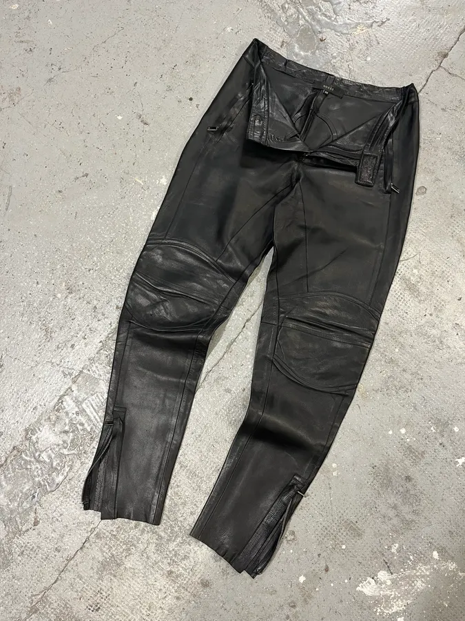 AW2000 Gucci Black Leather Biker Pants by Tom Ford - Image 6