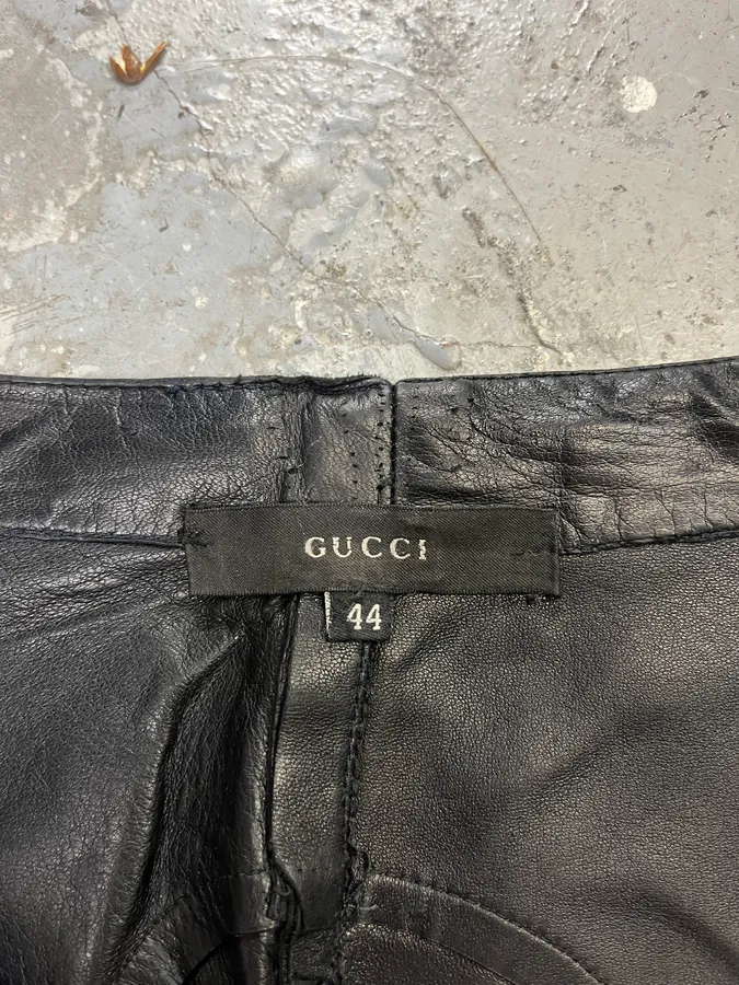 AW2000 Gucci Black Leather Biker Pants by Tom Ford - Image 9