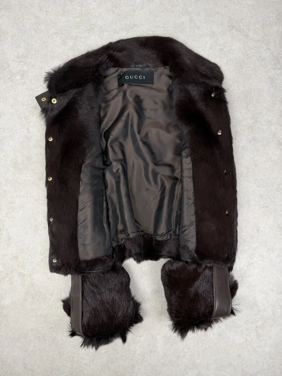AW2000 Gucci Brown Marmot Fur Leather Jacket by Tom Ford - Image 12