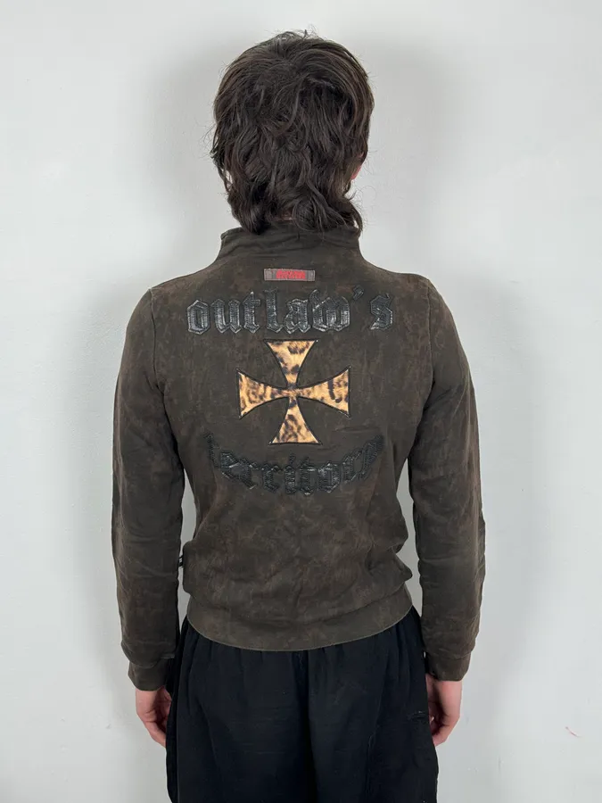 AW2000 Jean Paul Gaultier Outlaws Territory Brown Cross Leopard Jacket - Image 6
