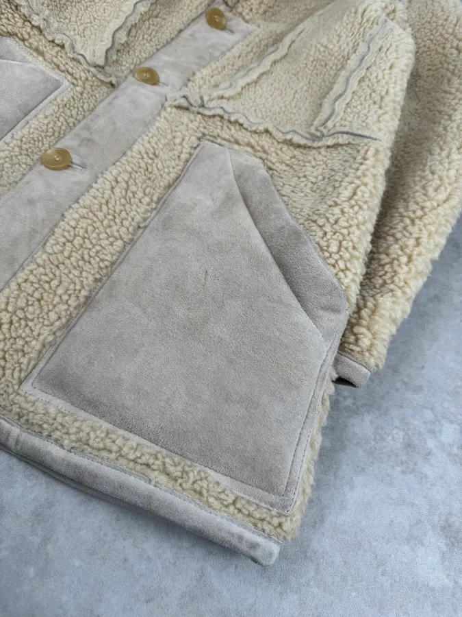 AW2000 Maison Margiela H&M Beige Re-edition Shearling Jacket - Image 6
