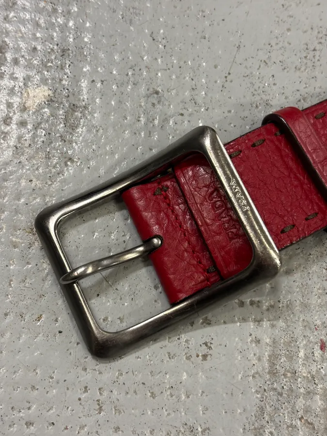 AW2000 Prada Red Premium Leather Belt - Image 5