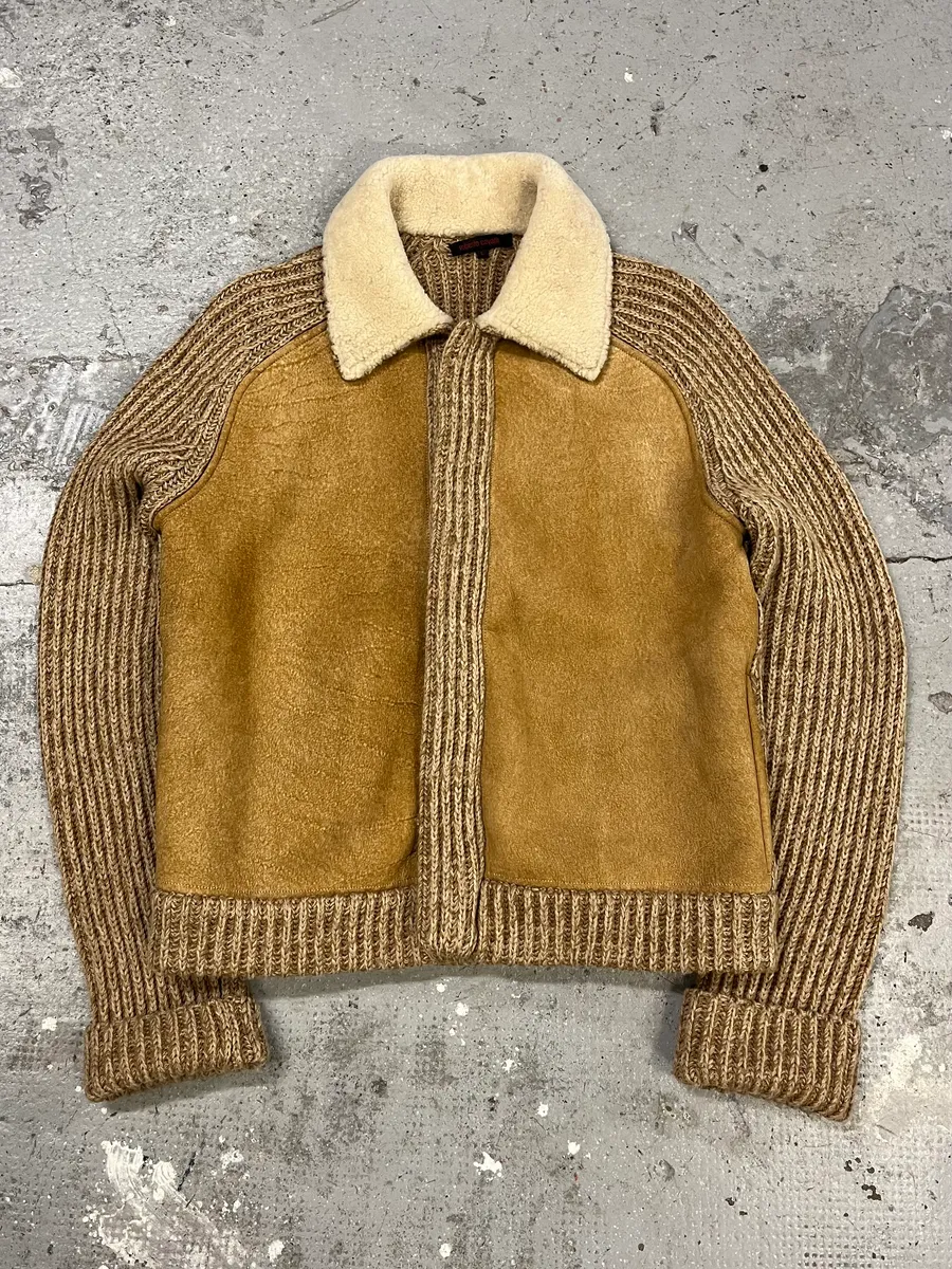 AW2000 Roberto Cavalli Beige Leather & Wool Jacket