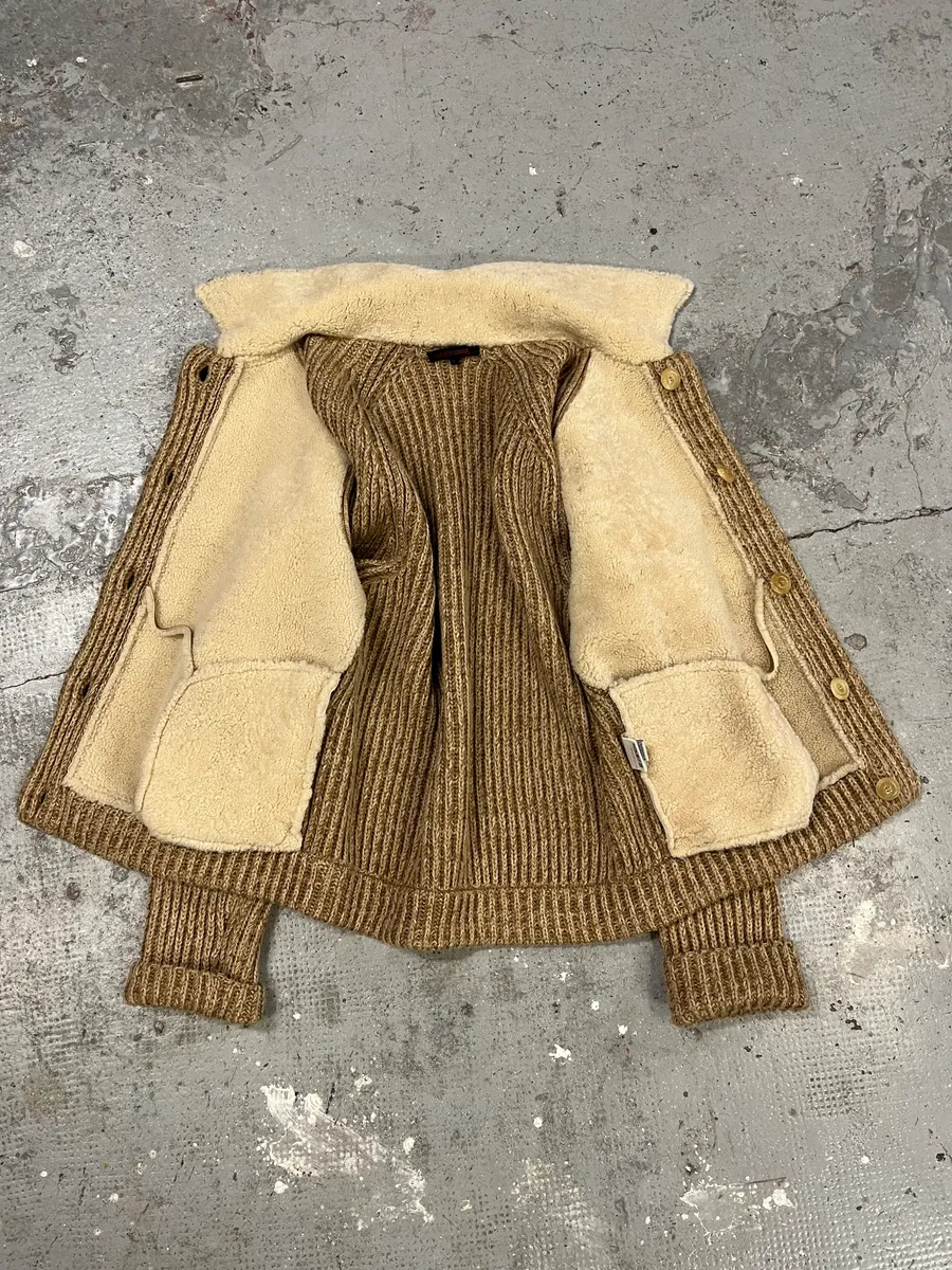 AW2000 Roberto Cavalli Beige Leather & Wool Jacket - Image 10