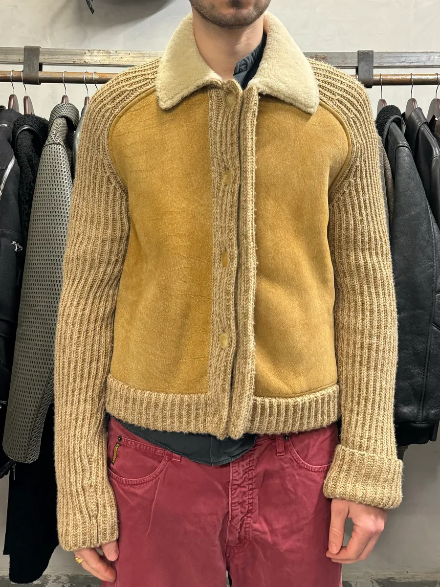 AW2000 Roberto Cavalli Beige Leather & Wool Jacket - Image 2