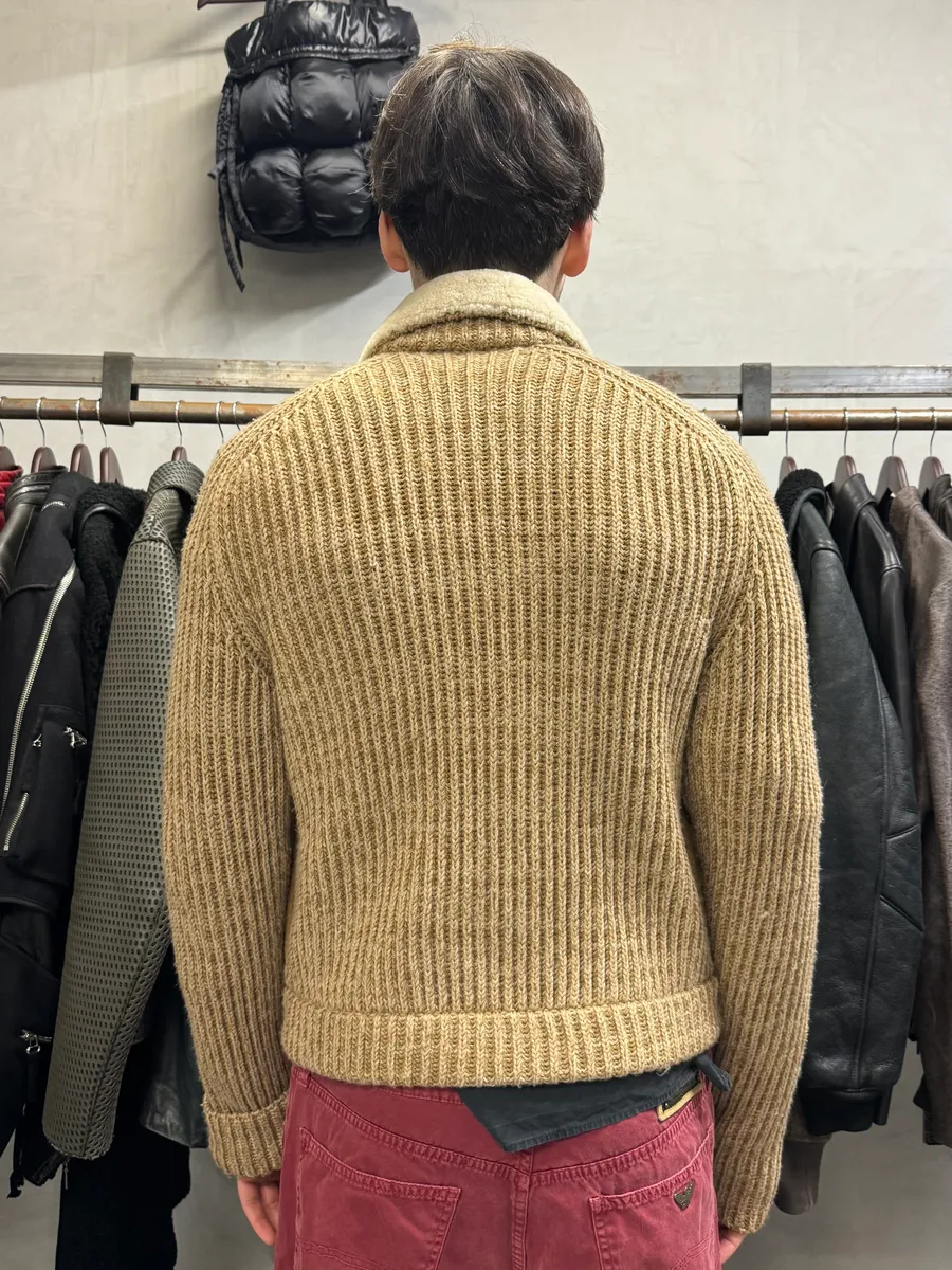 AW2000 Roberto Cavalli Beige Leather & Wool Jacket - Image 4