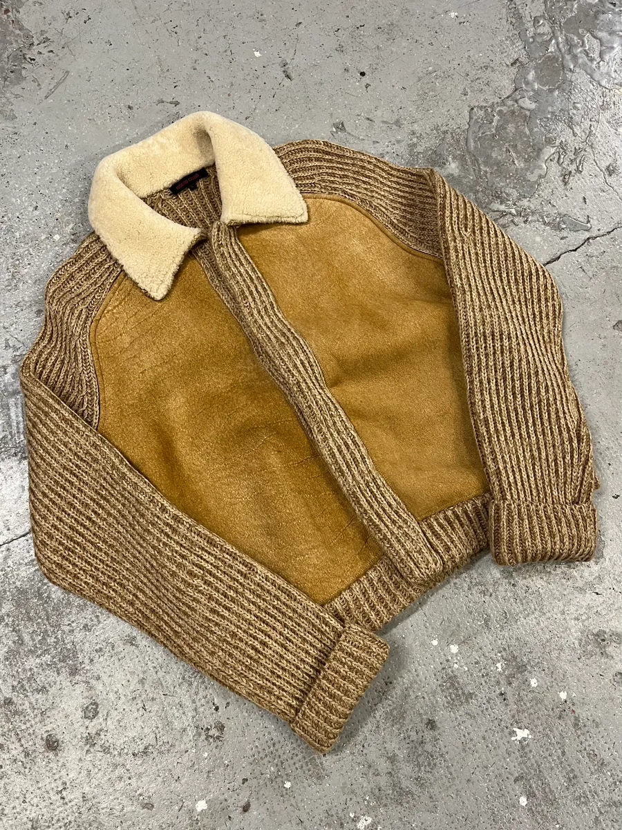 AW2000 Roberto Cavalli Beige Leather & Wool Jacket - Image 5