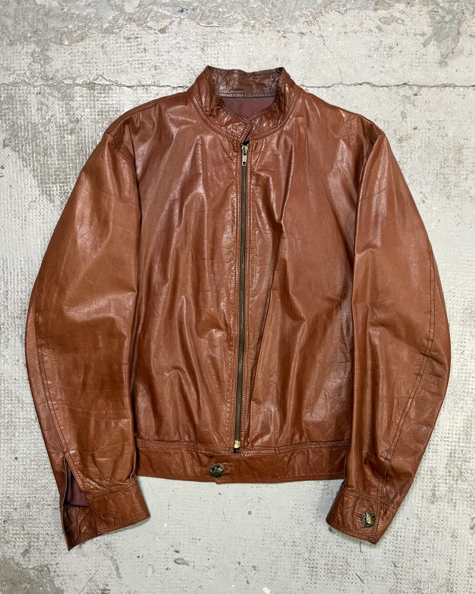 AW2000 Roberto Cavalli Biker Brown Leather Jacket