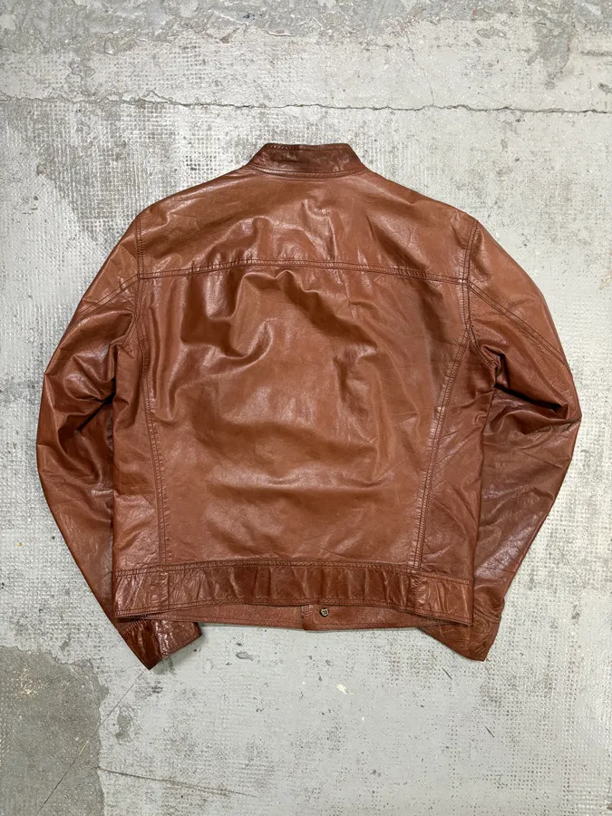 AW2000 Roberto Cavalli Biker Brown Leather Jacket - Image 6