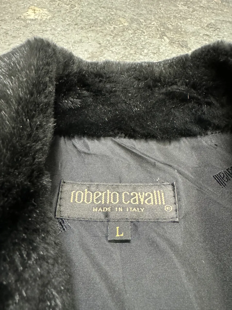 AW2000 Roberto Cavalli Bones Arms Fur & Python Effect Leather Asymmetrical Jacket - Image 10