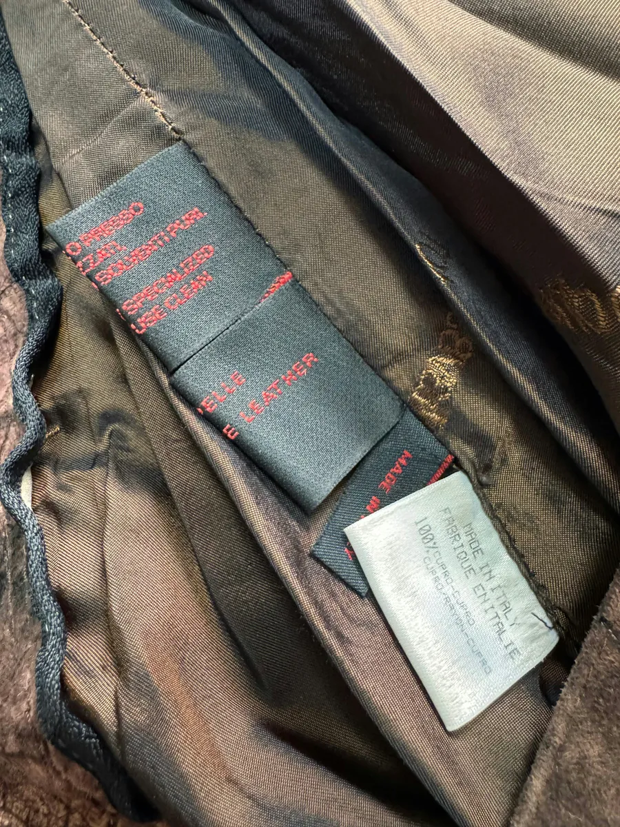 AW2000 Roberto Cavalli Brown Eroded Burnt Leather Pants - Image 9