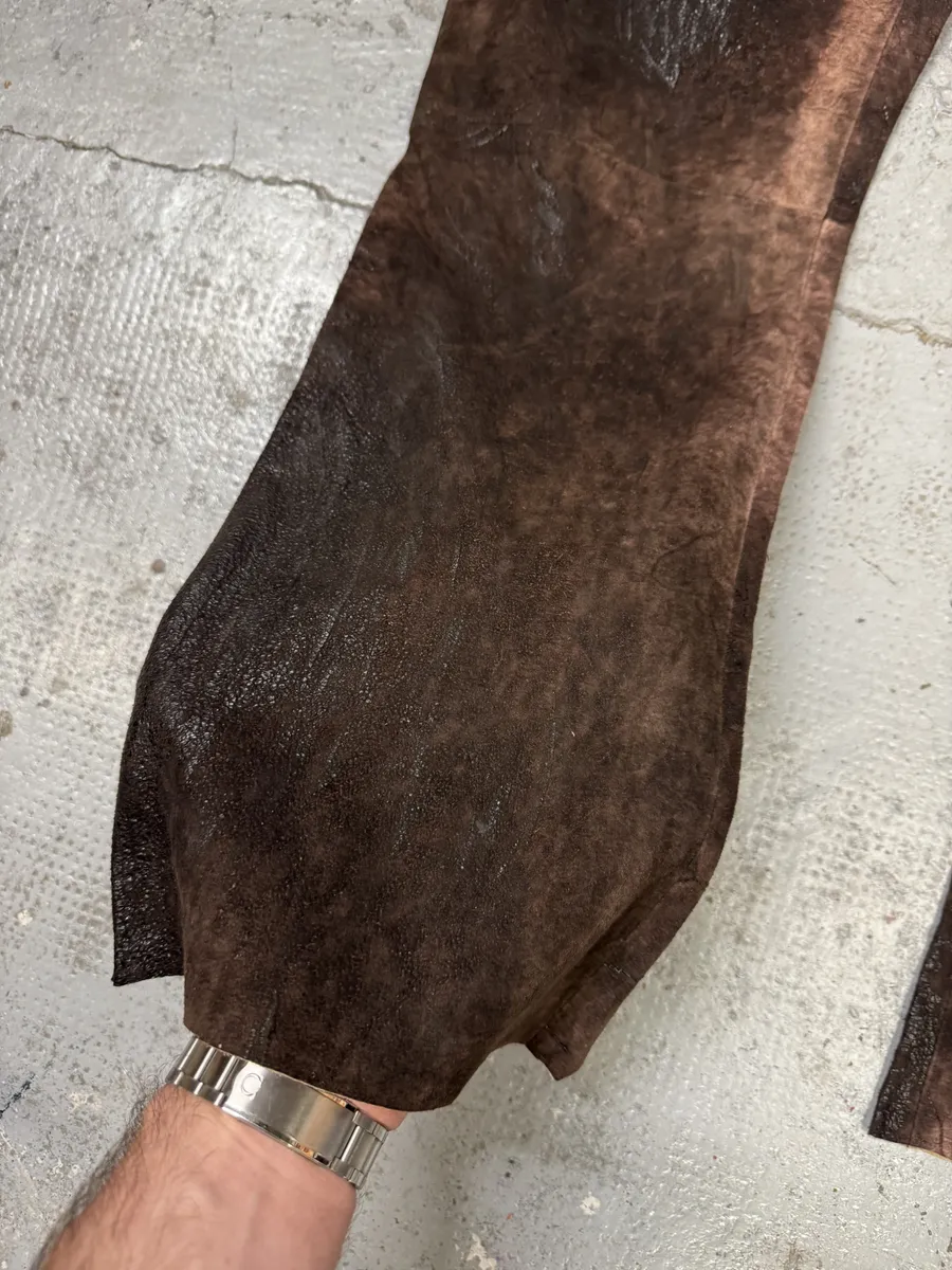 AW2000 Roberto Cavalli Brown Eroded Leather Premium Pants - Image 8