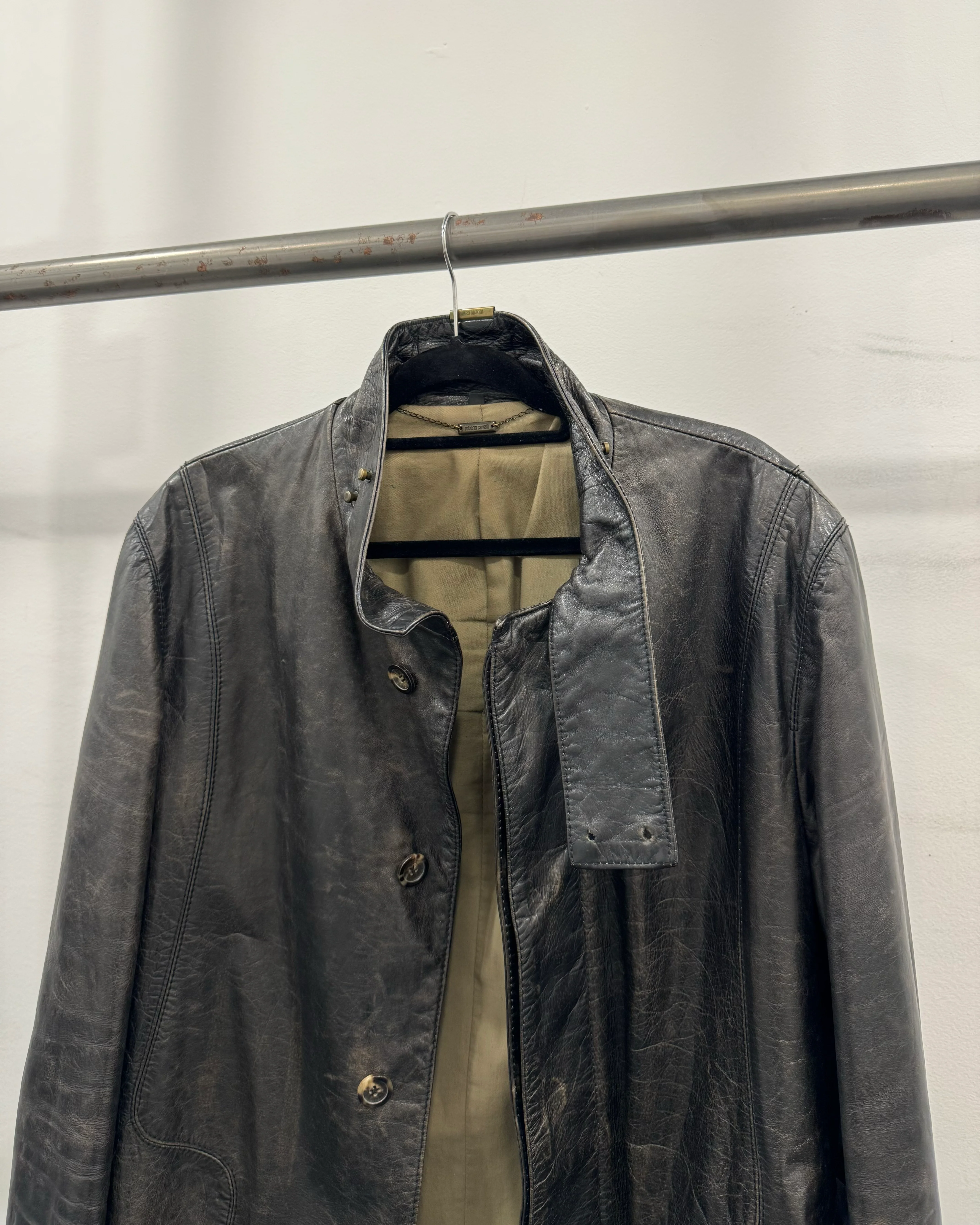 AW2000 Roberto Cavalli Leather Trench Coat (M) - Image 3