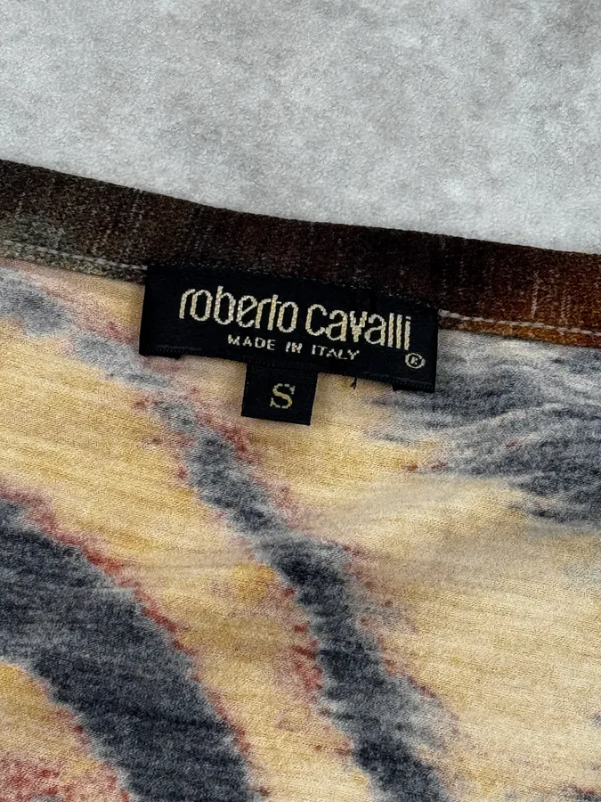 AW2000 Roberto Cavalli Orange Tiger Print Piercings Cardigan - Image 11
